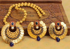 Gold Plated Kasu Handmade Pendant Necklace Set T2696
