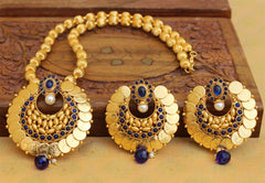 Gold Plated Kasu Handmade Pendant Necklace Set T2698