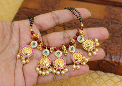 Ganesh Gold Plated Black Beads Necklace T2372