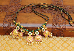 Ganesh Gold Plated Black Beads Necklace T2373