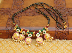 Ganesh Gold Plated Black Beads Necklace T2374