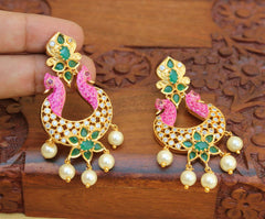 Matte Finish Twin Peacock Earrings T2784