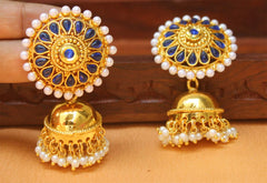 Pearl Stone Gold Plated Jhumka Earrings T2560