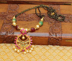 Matte Finish Black Beads Necklace T2349