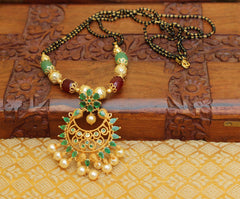 Matte Finish Black Beads Necklace T2350