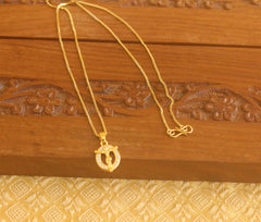 Gold plated stone cross pendant with chain Tanvi42