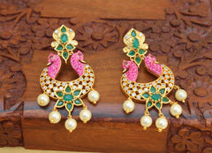 Matte Finish Twin Peacock Earrings T2784