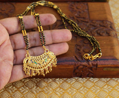 Gold Plated Long Black Beads Necklace T2355