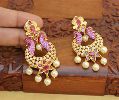 Matte Finish Twin Peacock Earrings T2785