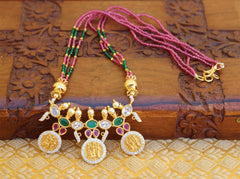 Matte Finish Ram Parivar Beads Necklace T2270