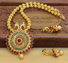 Gold Plated Peacock Handmade Necklace Set T2611