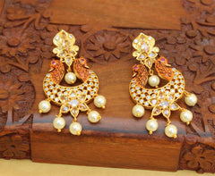 Matte Finish Twin Peacock Earrings T2786