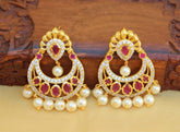 Gold Plated Pink Stone Earrings T2505