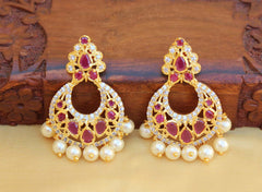 Gold Plated Stylish Stone Earrings T2506