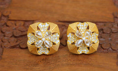 Matte Finish White Stud Earrings T2411