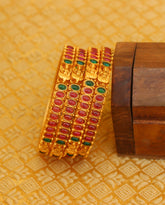 Matte Finish Temple Lakshmi Kempu Stone Bangles T2990