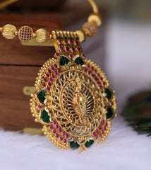 Gold plated krishna temple necklace Tanvi1123