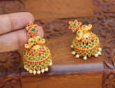 Matte Finish Mango Stone Jhumka Earrings T2780