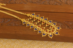 Gold plated palakka Blue and pink necklace Tanvi65