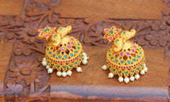 Matte Finish Mango Stone Jhumka Earrings T2780