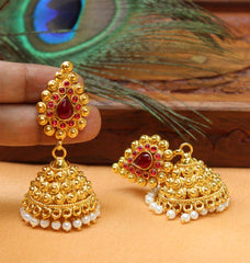 Gold Plated Jhumka Earrings T2528