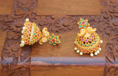 Matte Finish Mango Stone Jhumka Earrings T2781