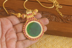 Designer gold plated palakka necklace Tanvi75