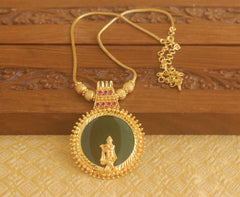 Designer gold plated Krishna palakka necklace Tanvi76