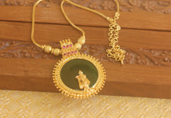 Designer gold plated Krishna palakka necklace Tanvi76