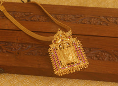 Lovely Designer gold plated Lord balaji pink stone necklace Tanvi78