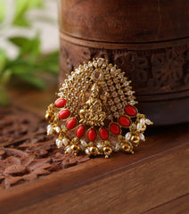 Temple gold plated Coral pendant Tanvi117