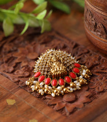 Temple gold plated Coral pendant Tanvi117