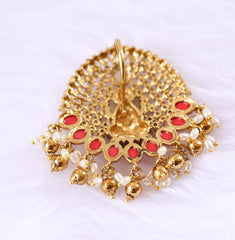 Temple gold plated Coral pendant Tanvi117