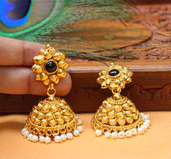 Floral Style Gold Plated Jhumka Earrings T2535