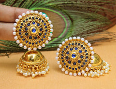 Gold Plated Stone Jhumka Earrings T2570