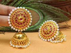 Gold Plated Stone Jhumka Earrings T2571