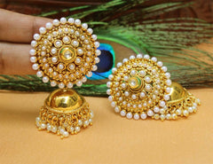 Gold Plated Stone Jhumka Earrings T2572