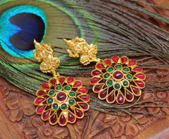 Gold Plated Temple Lakshmi Earrings T2538
