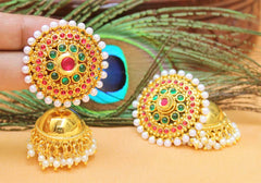 Gold Plated Stone Jhumka Earrings T2574