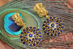 Gold Plated Temple Ganesha Earrings T2542
