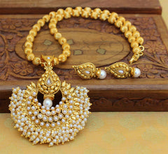 Handmade Gold Plated Pearl Necklace Set T2641