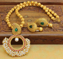 Handmade Gold Plated Mango Pearl Necklace Set T2645