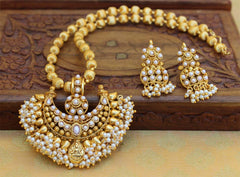 Gold Plated Handmade Temple Stone Necklace Set T2600