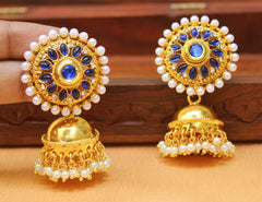 Gold Plated Pearl Stone Jhumka Earrings T2554