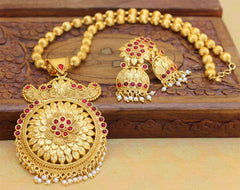 Designer Gold Plated Handmade Necklace Set T2657