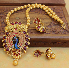 Peacock Gold Plated Handmade Necklace T2666