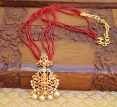 Matte Finish Temple Lakshmi Beads Necklace T2325