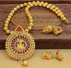 Temple Gold Plated Handmade Necklace Set T2673