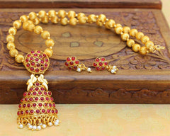 Stylish Handmade Gold Plated Peacock Necklace Set T2677