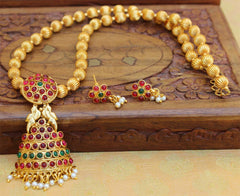 Stylish Handmade Gold Plated Peacock Necklace Set T2678
